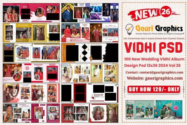 100 New Wedding Vidhi Album Design Psd 12x36 2024 Vol 26