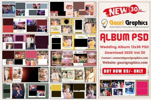 Beautiful Wedding Album 12x36 PSD Download 2025 Vol 30